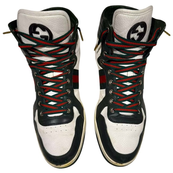 Gucci Vintage High Top Men’s Sneakers Classic Red & Green Size 10.5G - Picture 1 of 8